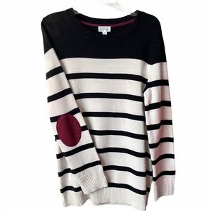 Market & Spruce Striped Sweater Black White Size L